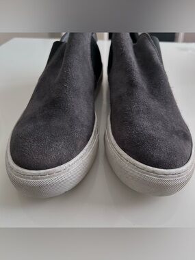 Supply Lab Landon Gray Leather Suede Slip On Sneakers Black Grey 12D Cushioned